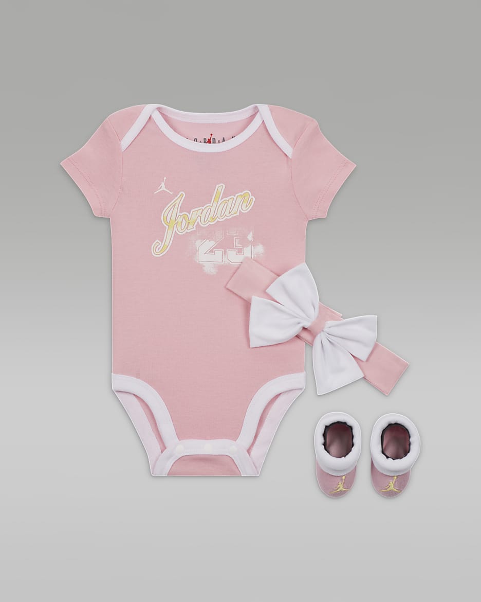 Coffret ensemble 3 pièces Jordan Sky Rookie pour bébé (3 à 6 mois) - Medium Soft Pink