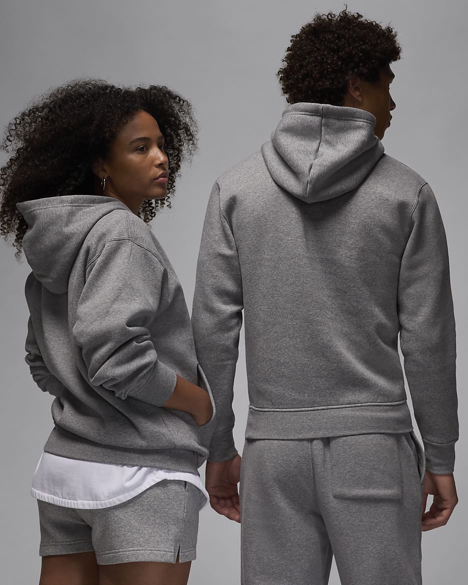 Jordan Brooklyn Fleece Men's Pullover Hoodie - Carbon Heather/White