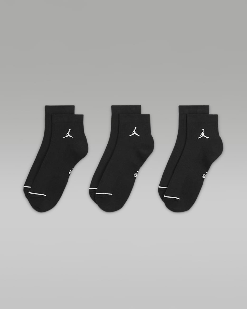 Jordan Everyday Calcetines hasta el tobillo (3 pares) - Negro/Blanco