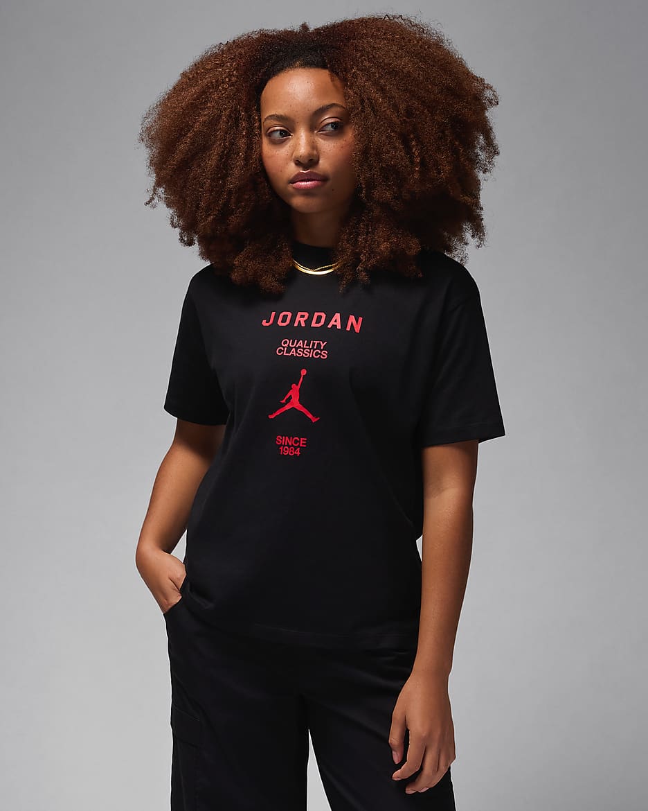 Playera de novia para mujer Jordan - Negro/Rojo gimnasio