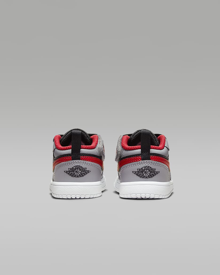 Jordan 1 Low Alt-sko til babyer/småbørn - sort/Cement Grey/hvid/Fire Red