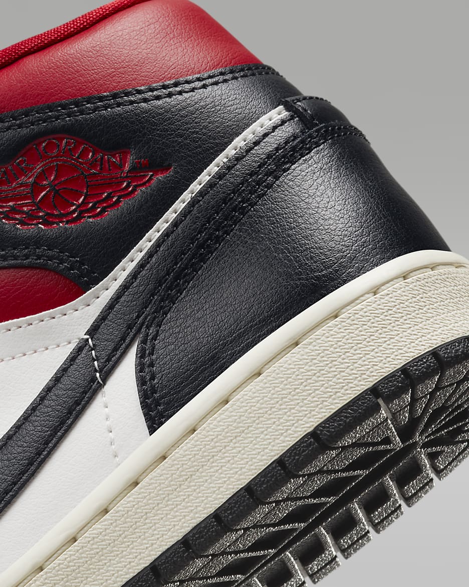 Air Jordan 1 Mid Damenschuh - Schwarz/Sail/Gym Red