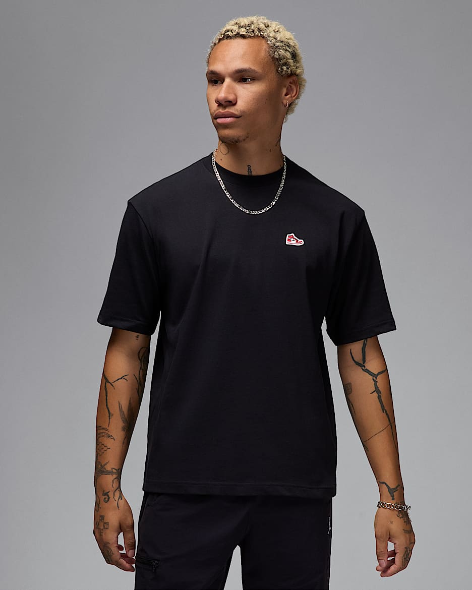 Playera con parche de tenis para hombre Jordan Brand - Negro/Rojo universitario