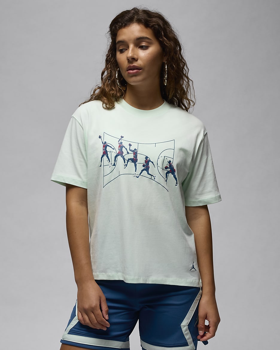 Jordan Women's Graphic Girlfriend T-Shirt - Barely Green/Industrial Blue