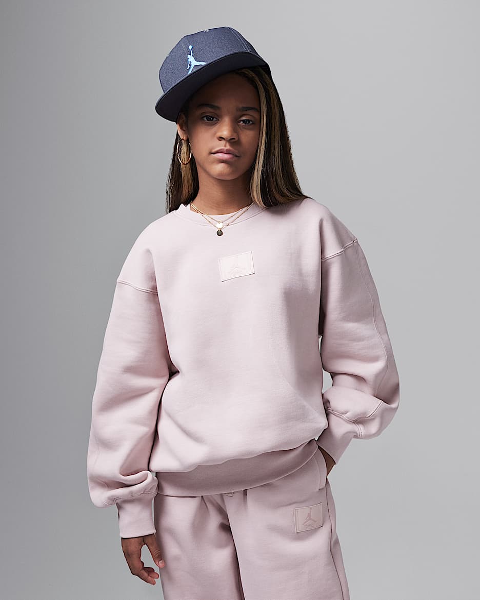 Crew σε φαρδιά γραμμή Jordan Flight Essentials για μεγάλα παιδιά - Pink Oxford