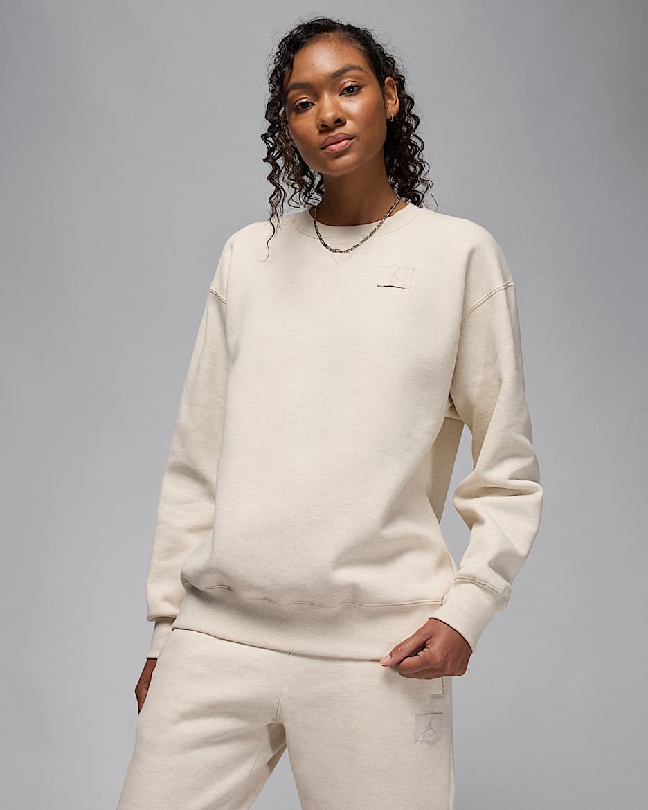 Jordan Flight Fleece sweatshirt met ronde hals voor dames - Light Orewood Brown