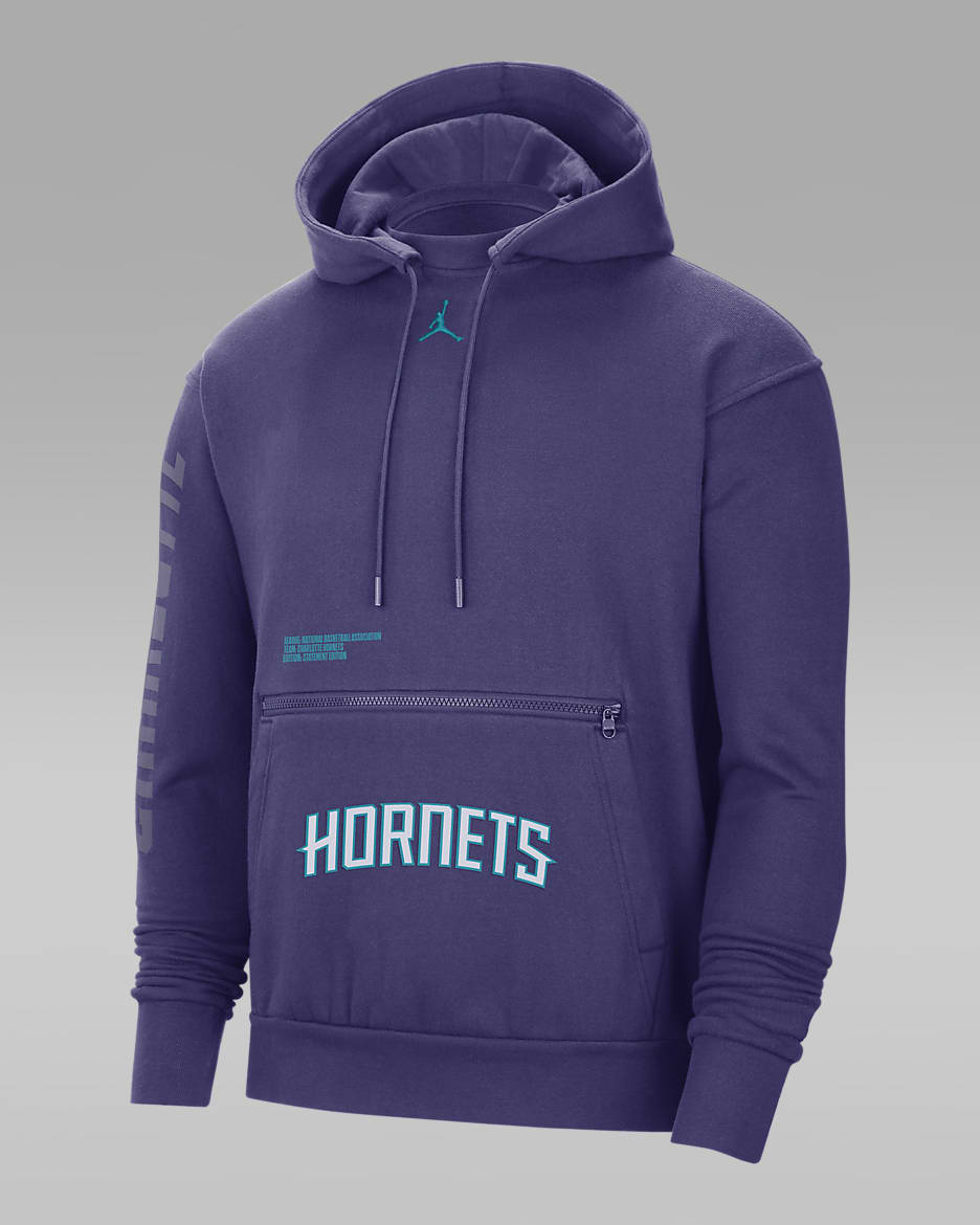 Charlotte Hornets Courtside Statement Edition Men's Jordan NBA Fleece Pullover Hoodie - New Orchid