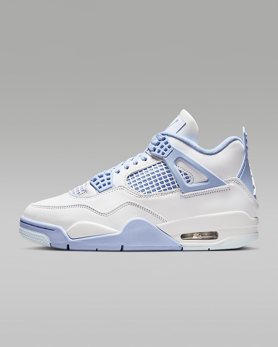 Air Jordan 4 Retro 'Aluminium' Women's Shoes - White/Blue Tint/Oil Green/Aluminium