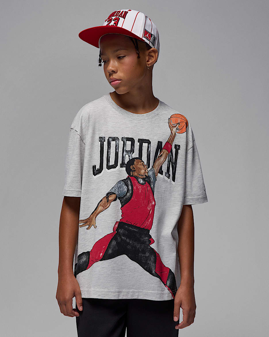 Jordan Big Kids' Sketch T-Shirt - Grey Heather