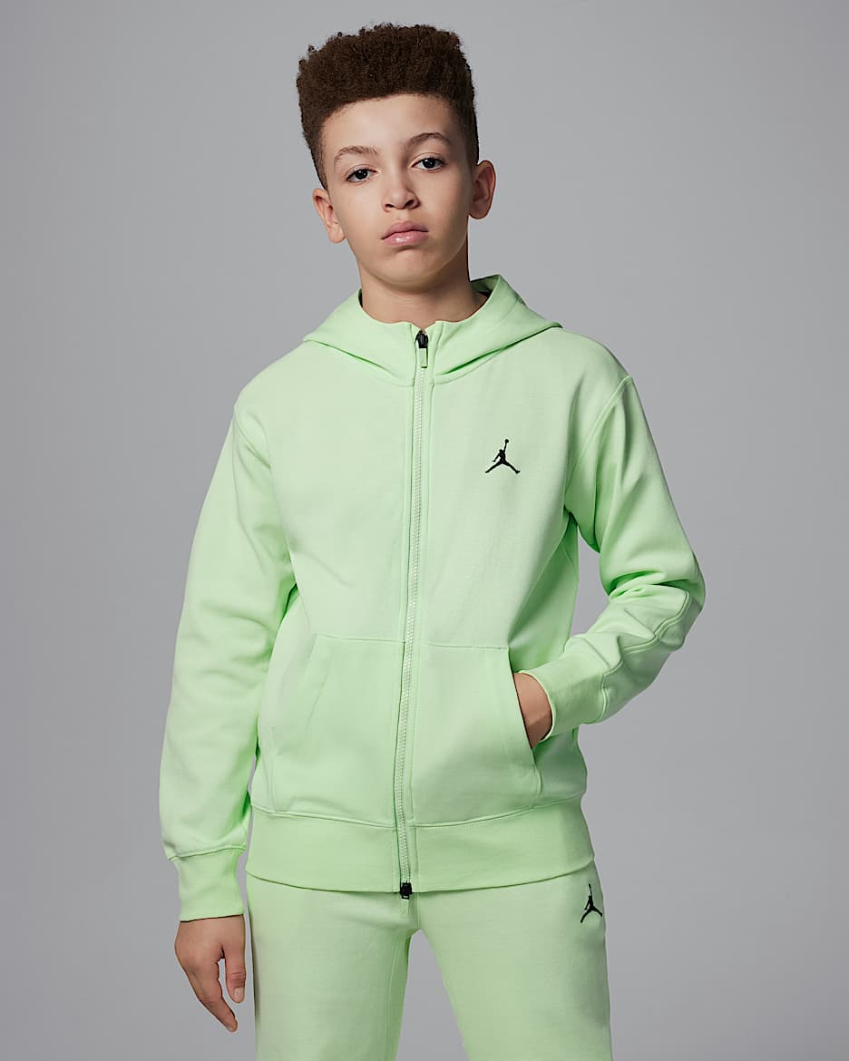 Jordan Dri-FIT Sport Big Kids' Statement Hoop Fleece Full-Zip Hoodie - Vapor Green