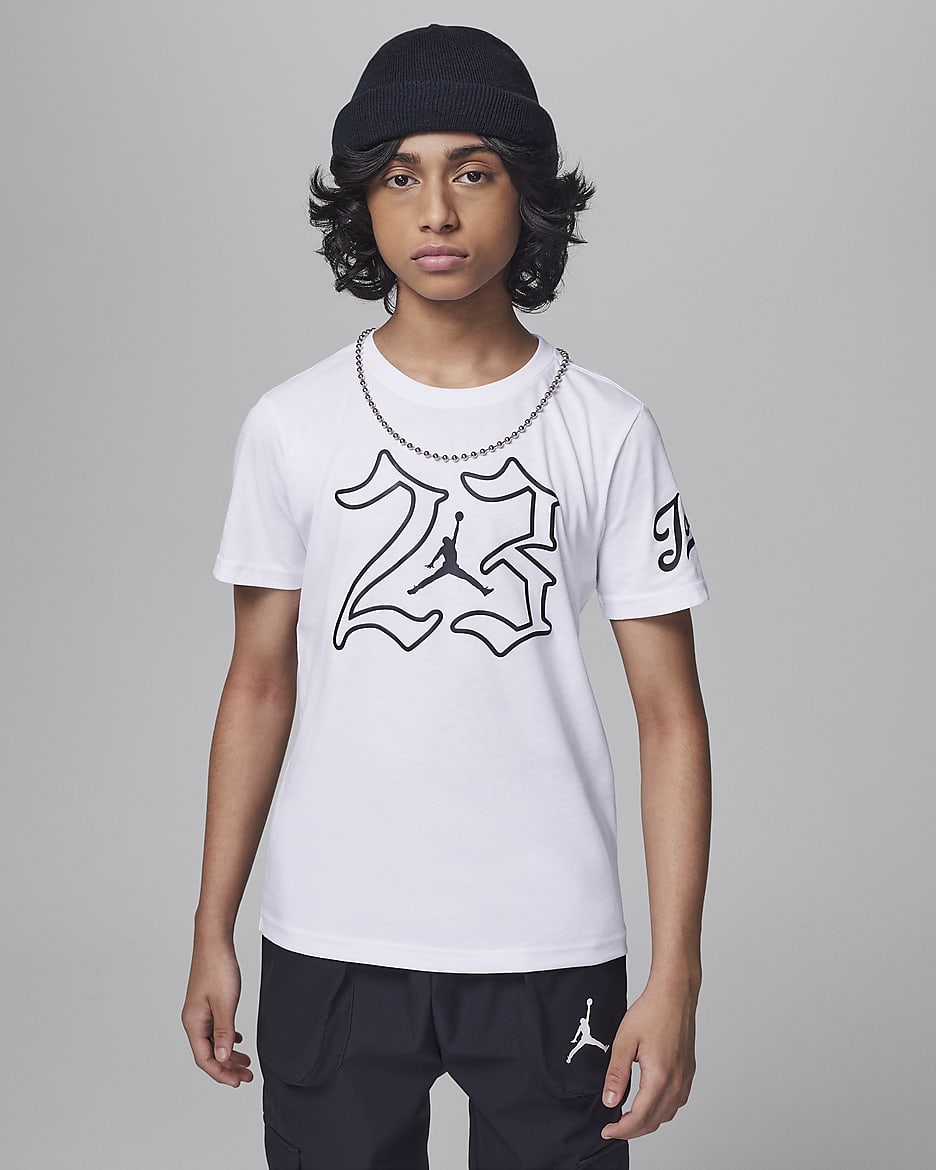 Playera 23 para niños talla grande Jordan MVP Jumpman - Blanco