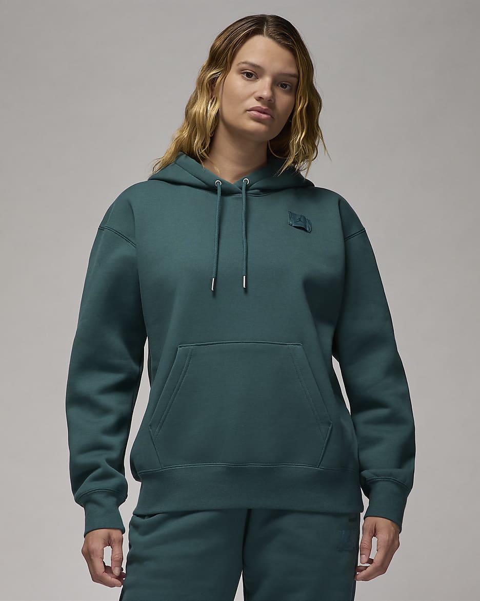 Sudadera con gorro sin cierre forrado de satén para mujer Jordan Flight Fleece - Verde oxidado