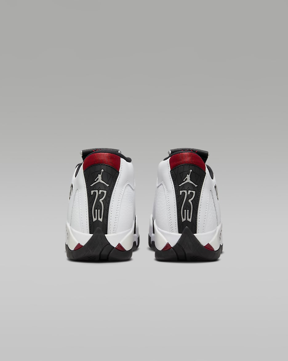 Air Jordan 14 Retro "Black Toe" Big Kids' Shoes - White/Black/Metallic Silver/Varsity Red