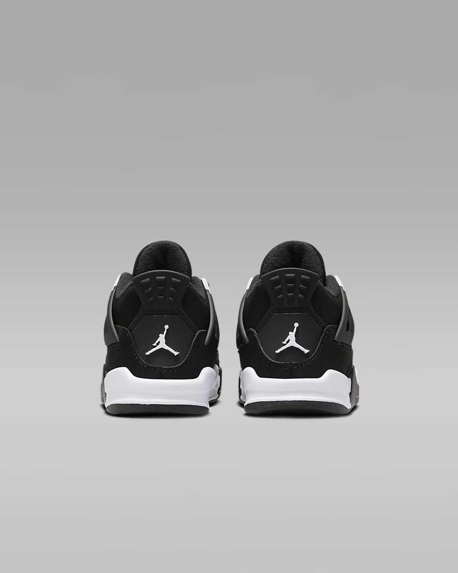 Jordan 4 Retro "White Thunder" Baby/Toddlers Shoes - Black/Black/White