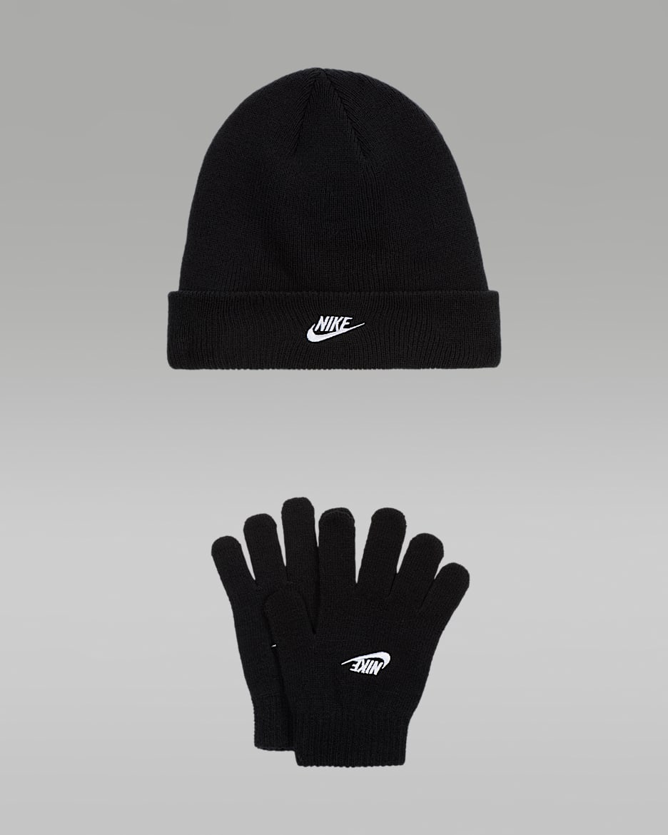 Nike Club beanie en handschoenen voor kleuters - Zwart