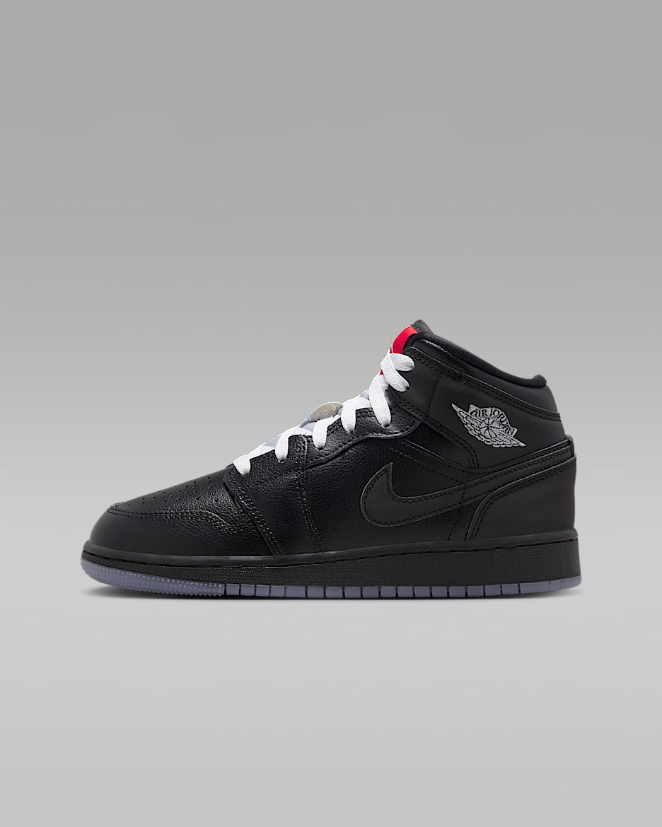Chaussure Air Jordan 1 Mid SE pour ado - Noir/Blanc/Wolf Grey/Noir
