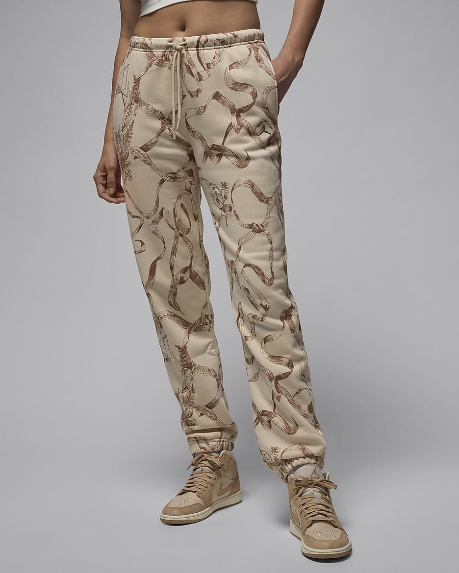 Pants estampados para mujer Jordan Brooklyn Fleece - Café claro leyenda/Café medio leyenda