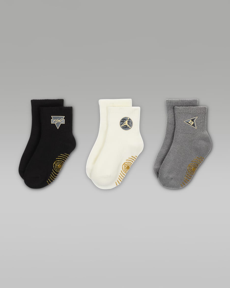 Jordan Baby/Toddler See Me Shine Gripper Socks (3 Pairs) - Black