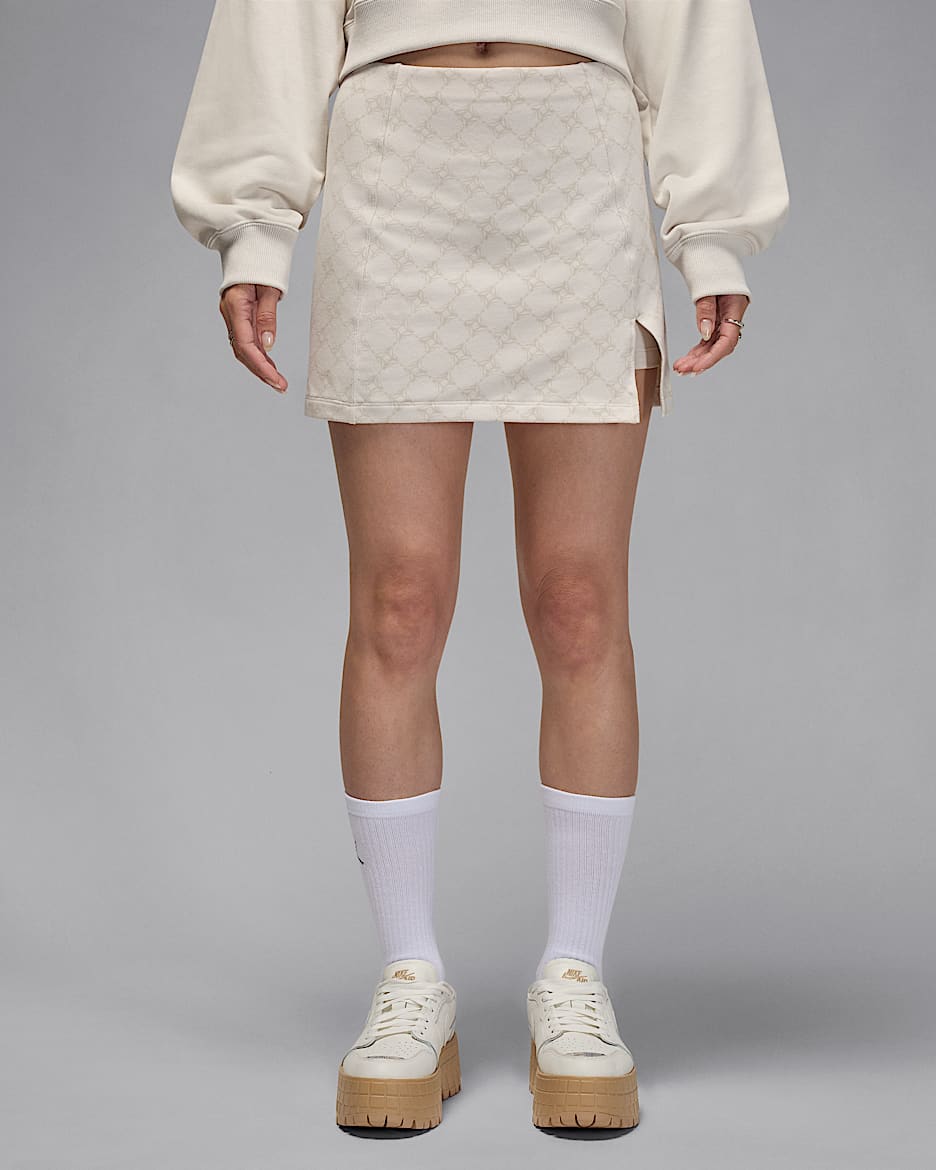Ensemble jupe-short en maille Jordan Brooklyn pour femme - Light Orewood Brown/Blanc