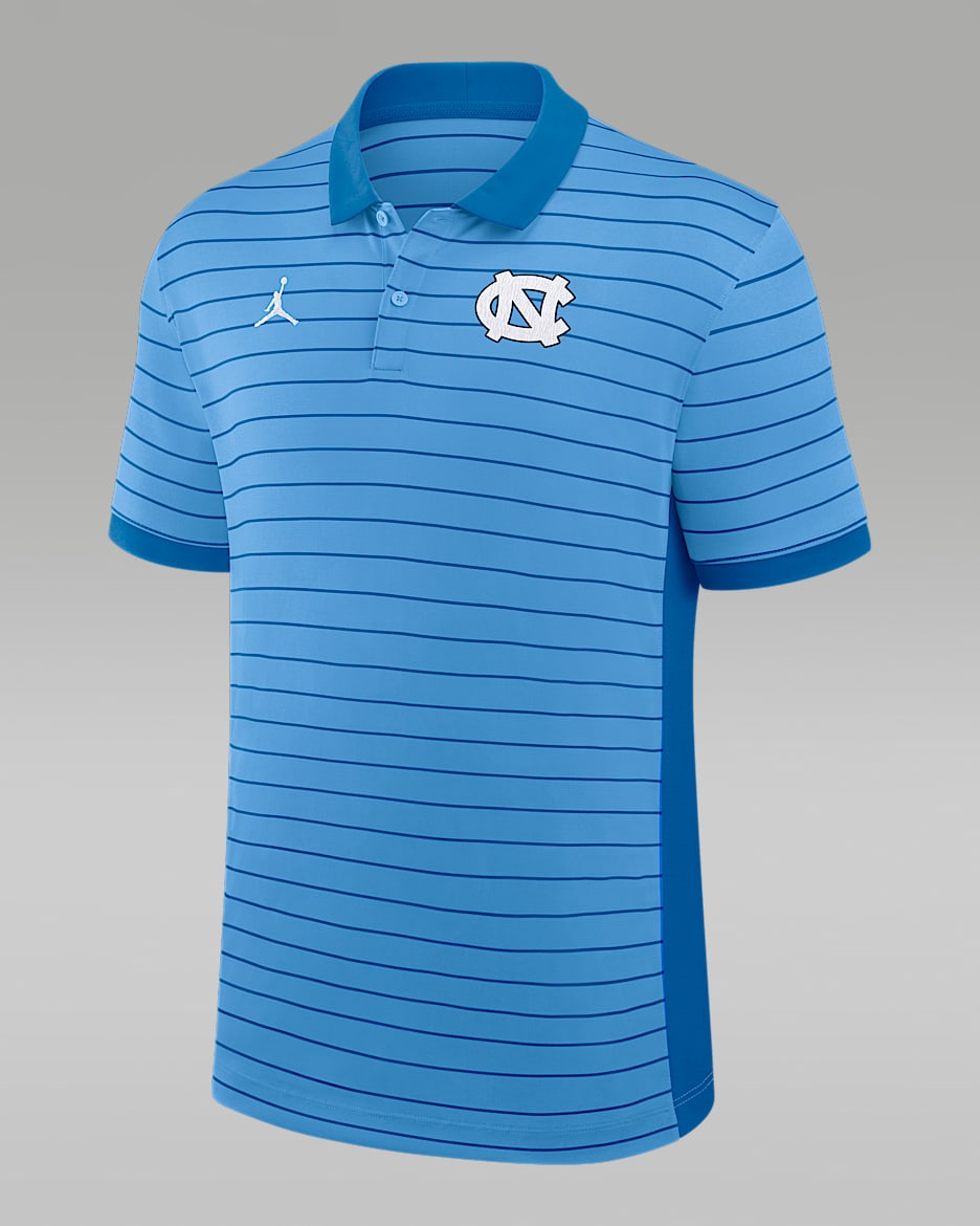 North Carolina Sideline Victory Stripe Men's Jordan Brand Dri-FIT College Polo - Light Blue