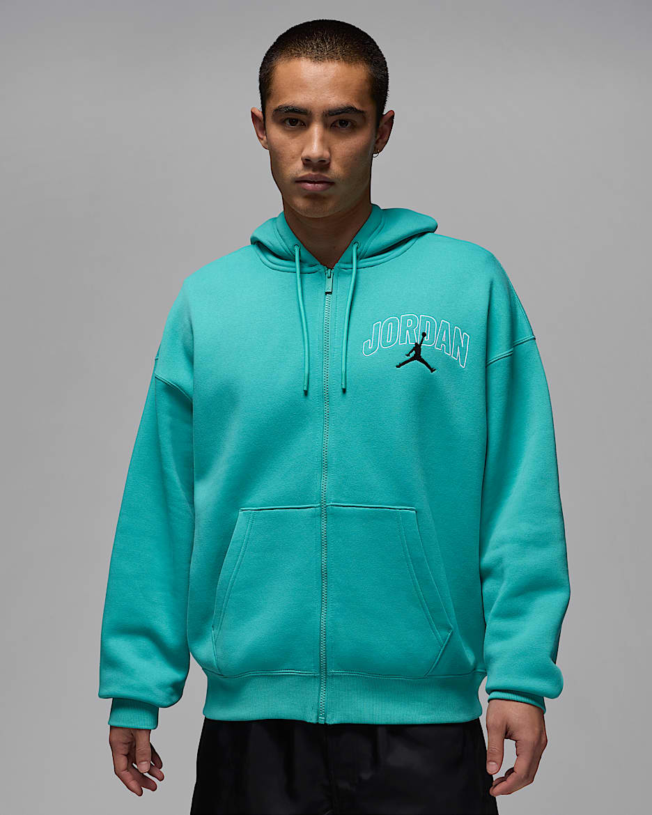 Sweat à capuche et zip oversize Jordan Brooklyn Fleece pour homme - Washed Teal/Noir