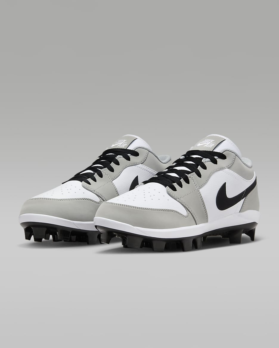 Jordan 1 Retro MCS Low Men's Baseball Cleats - Light Smoke Grey/White/Black