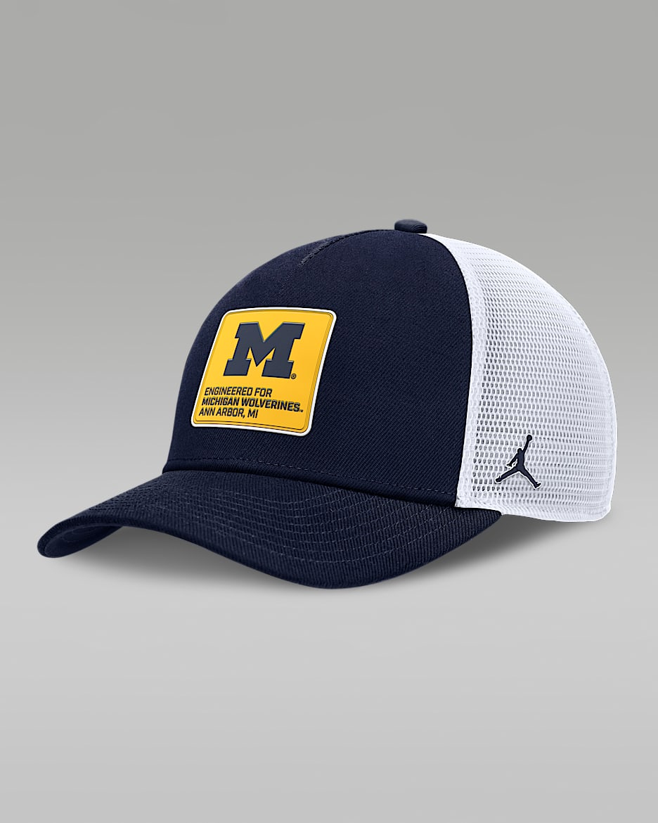 Michigan On-Field Rise Engineered Men's Jordan Brand College Trucker Adjustable Hat - Navy