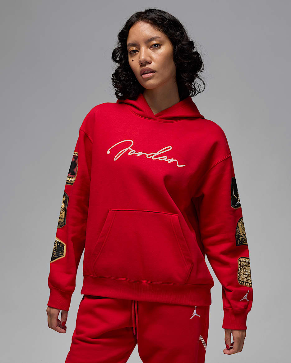 Jordan Brooklyn Fleece Women's Pullover Hoodie - Gym Red/White