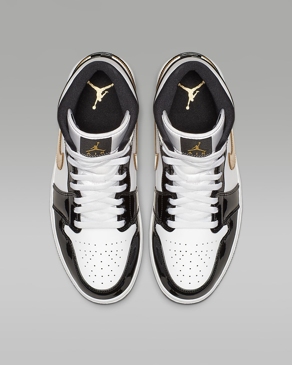 Air Jordan 1 Mid SE Men's Shoes - Black/White/Metallic Gold