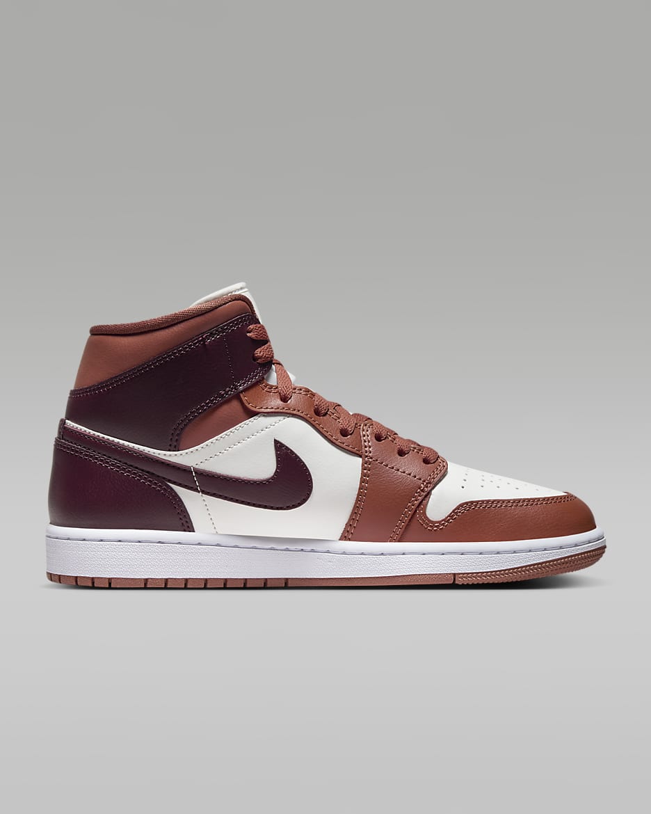 Air Jordan 1 Mid Women's Shoes - Dusty Peach/Sail/White/Night Maroon