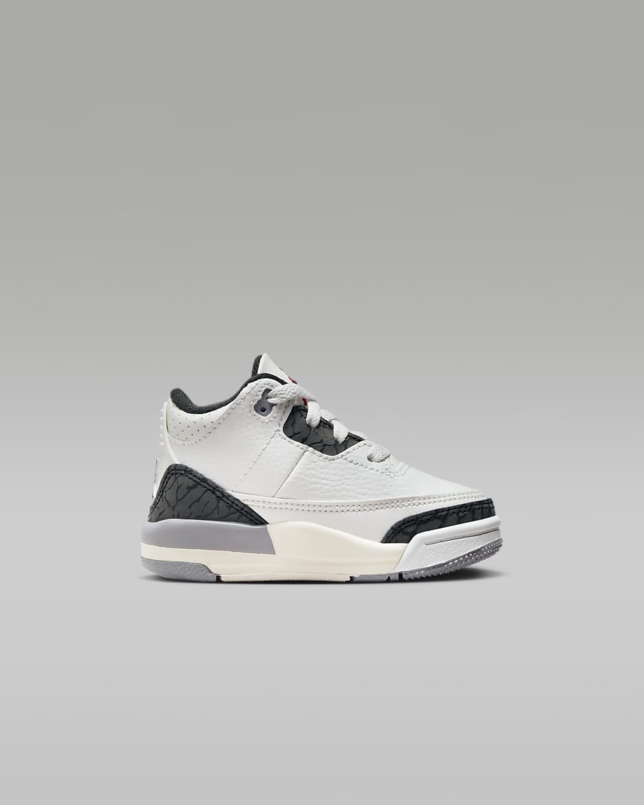 Jordan 3 Retro "Cement Grey" Baby/Toddler Shoes - Summit White/Cement Grey/Black/Fire Red