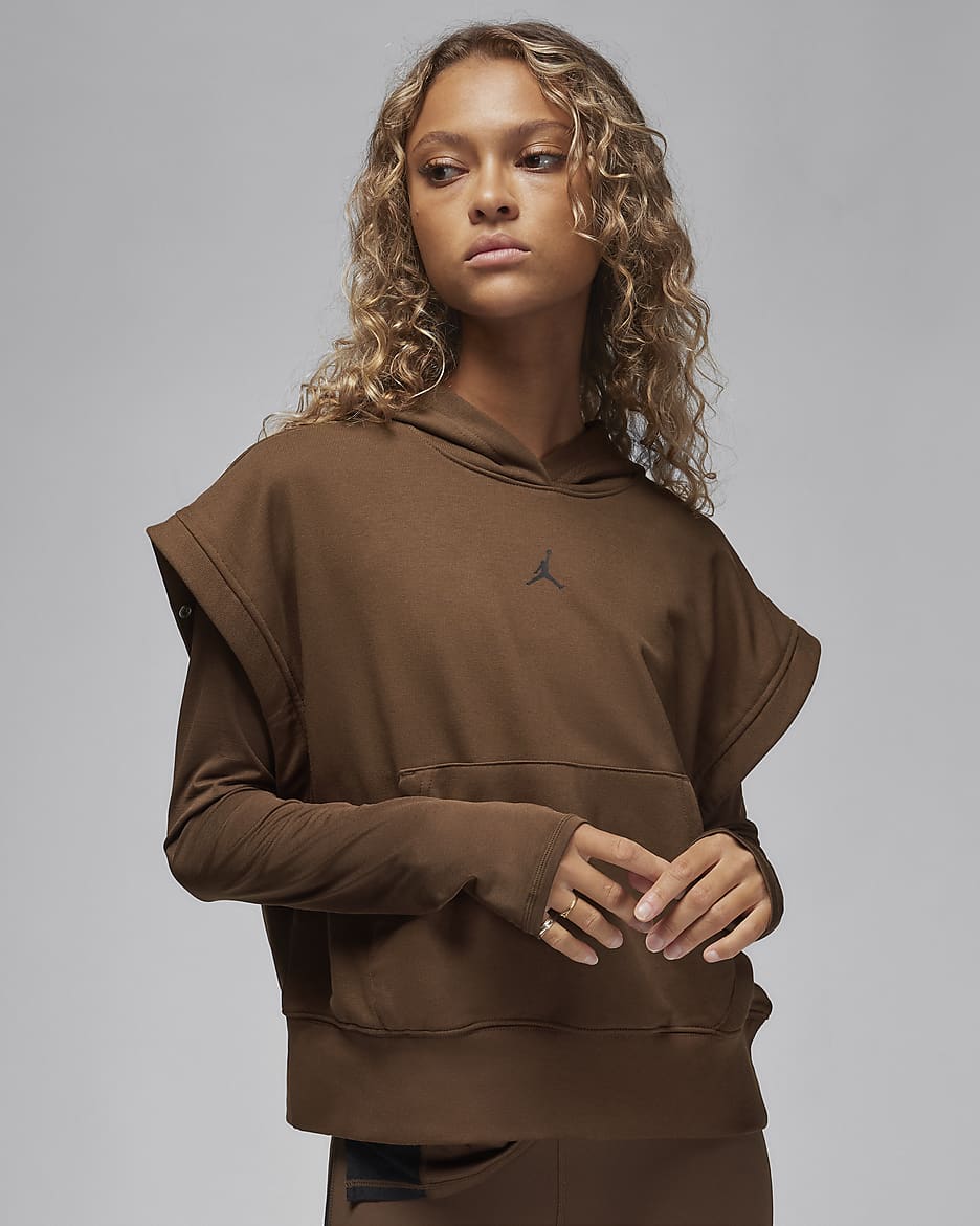 Jordan Sport-hættetrøje i fleece til kvinder - Cacao Wow/sort