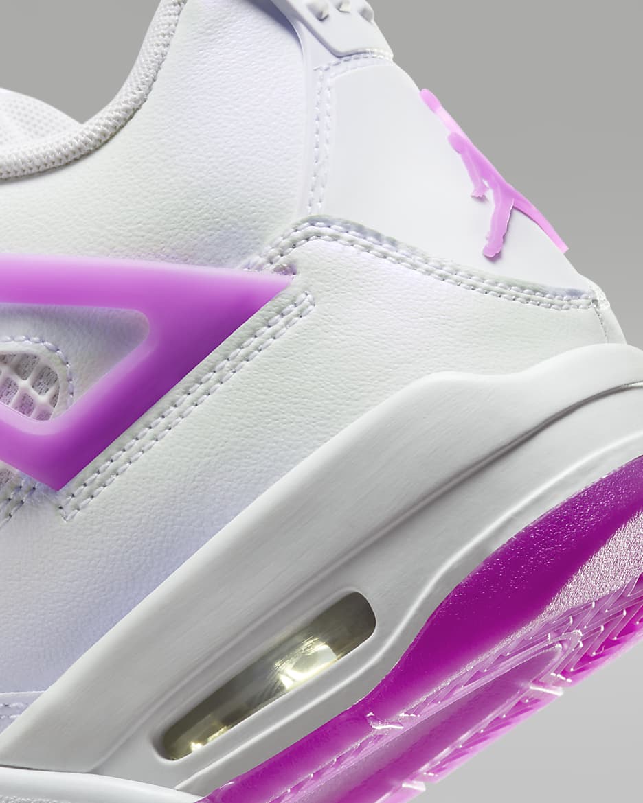 Air Jordan 4 Retro Older Kids' Shoes - White/Hyper Violet