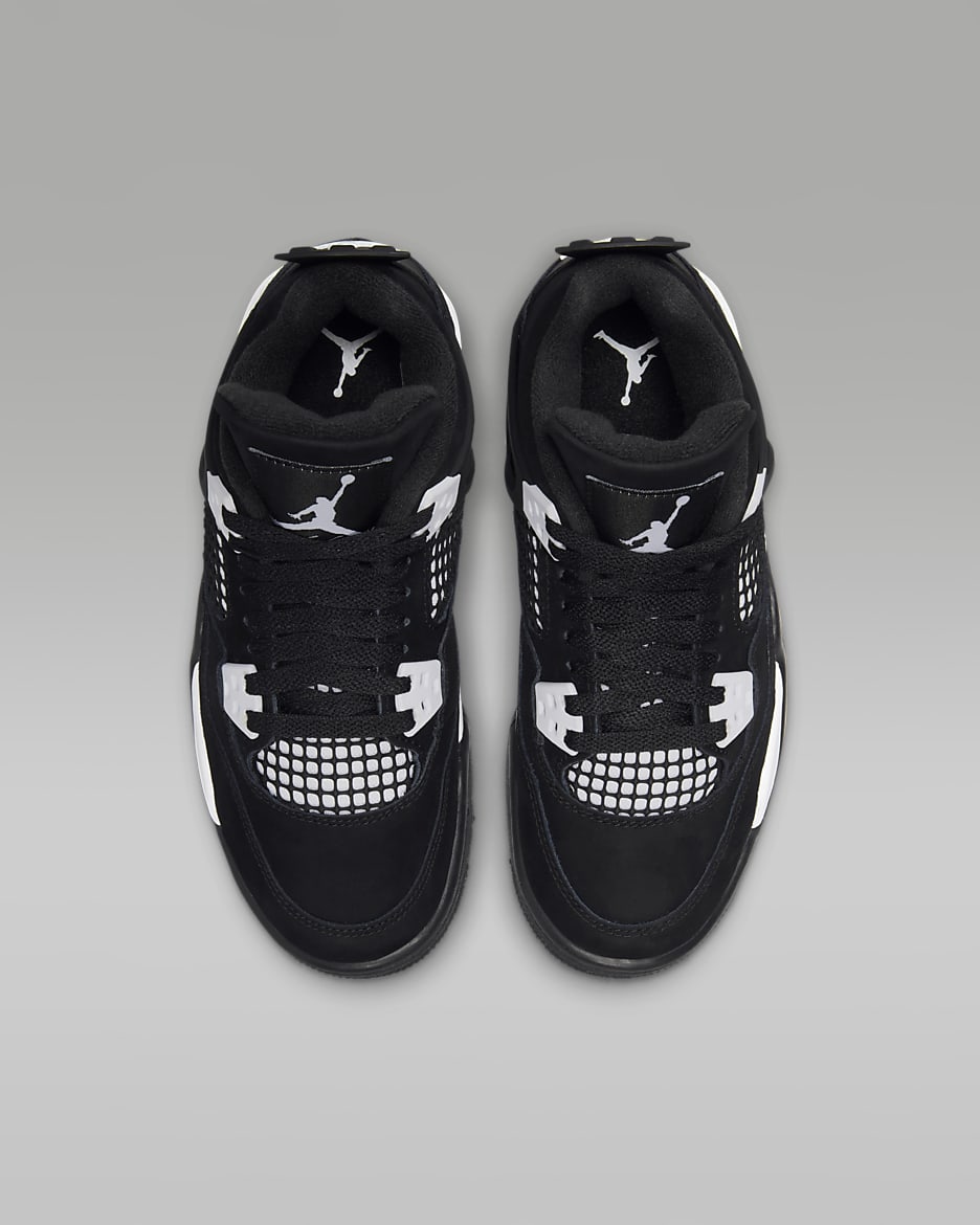 Air Jordan 4 Retro "White Thunder" Big Kids' Shoes - Black/Black/White