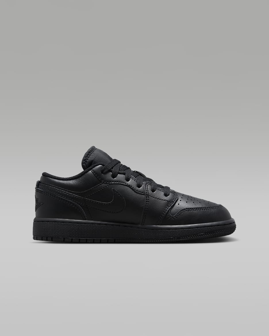 Air Jordan 1 Low-sko til større børn - sort/sort/sort