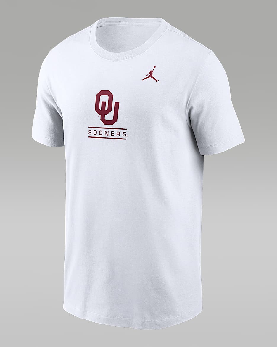 Playera universitaria Jordan para hombre Oklahoma Sooners Primetime Wordmark - Blanco
