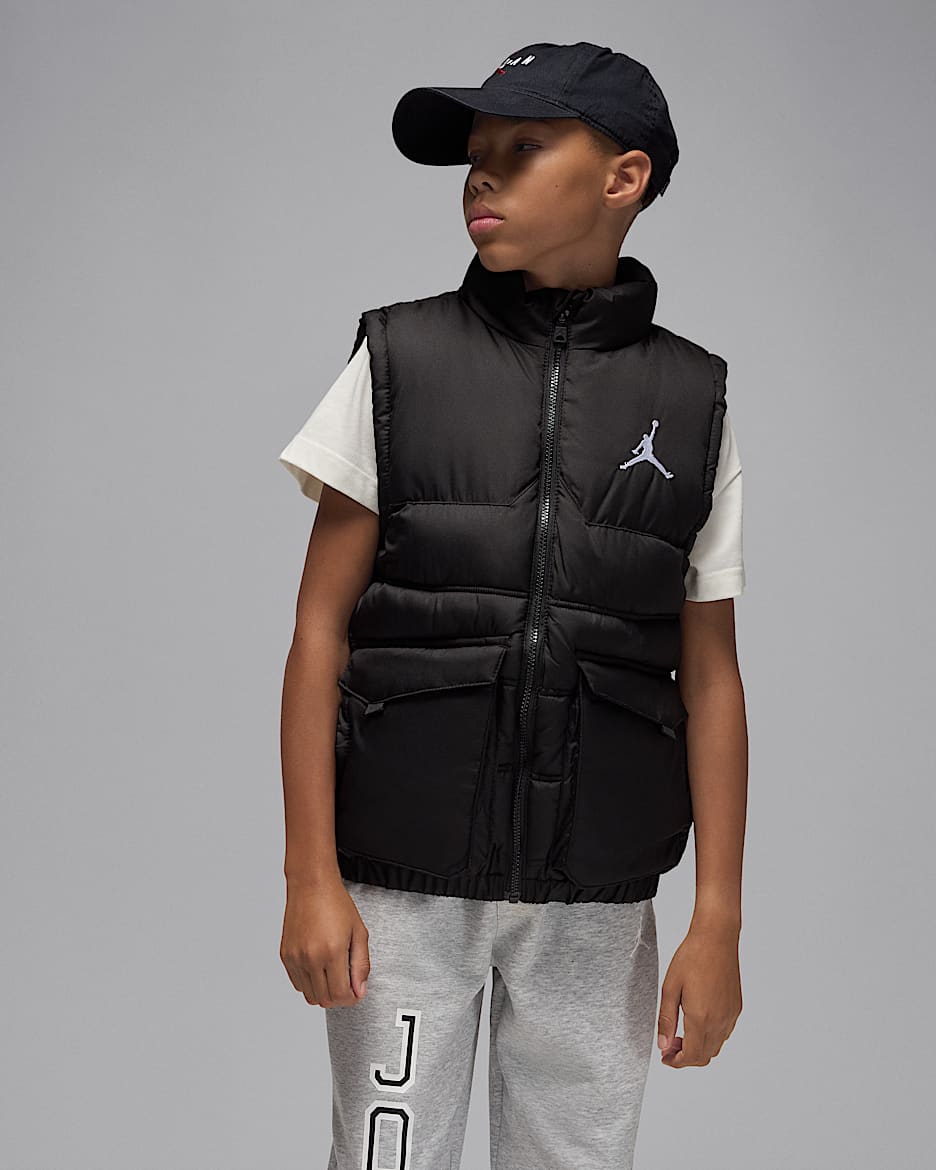 Jordan Big Kids' Filled Puffer Vest - Black
