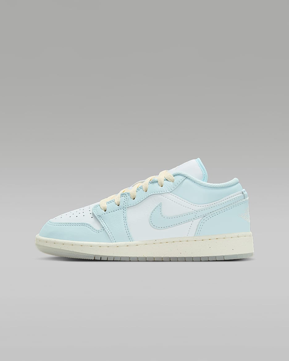 Sapatilhas Air Jordan 1 Low SE Júnior - Azul Glacier/Branco Summit/Guava Ice/Sea Glass
