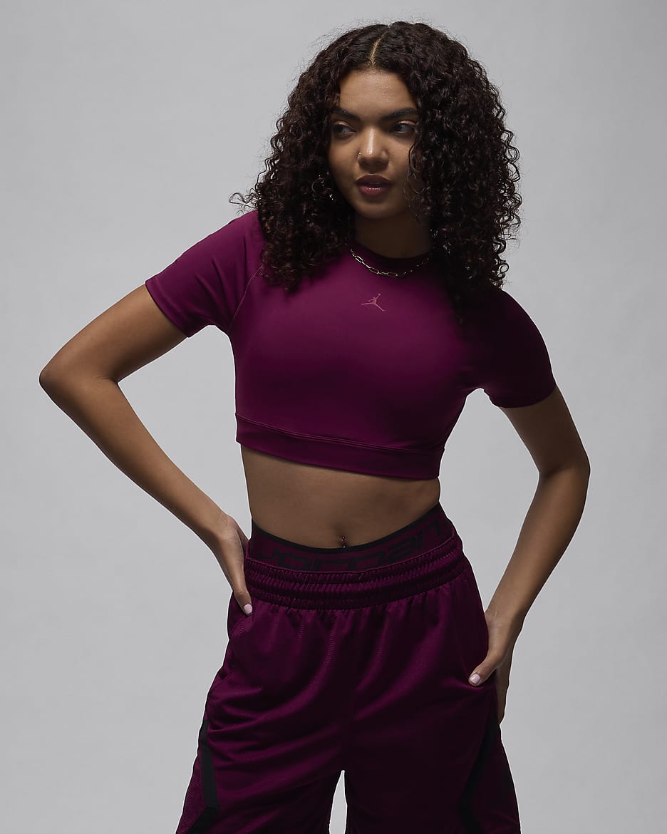 Jordan Sport Bodycon Performance-croptop til kvinder - Bordeaux/Rosewood