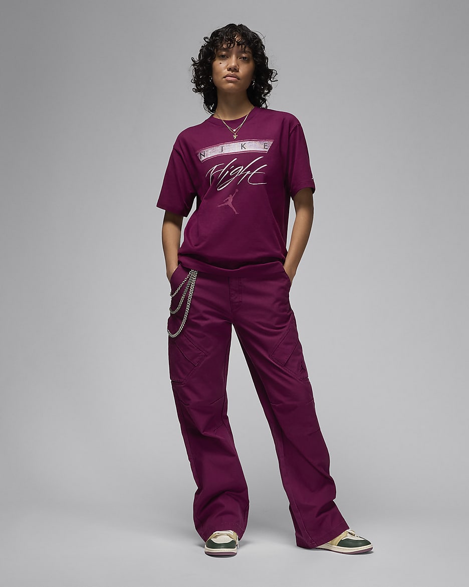 T-shirt com grafismo Jordan Flight Heritage para mulher - Bordô