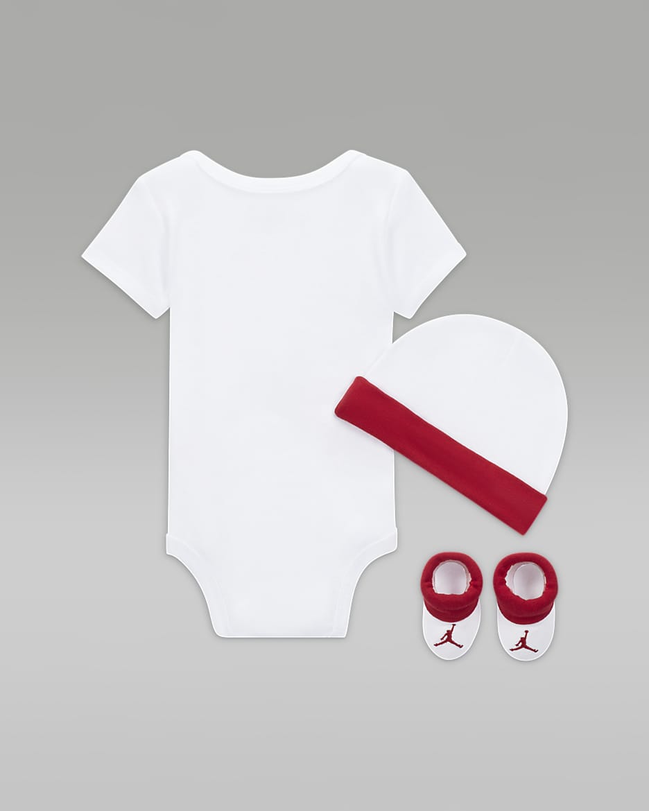 Jordan 3-teiliges Set für Babys - Weiß/Gym Red