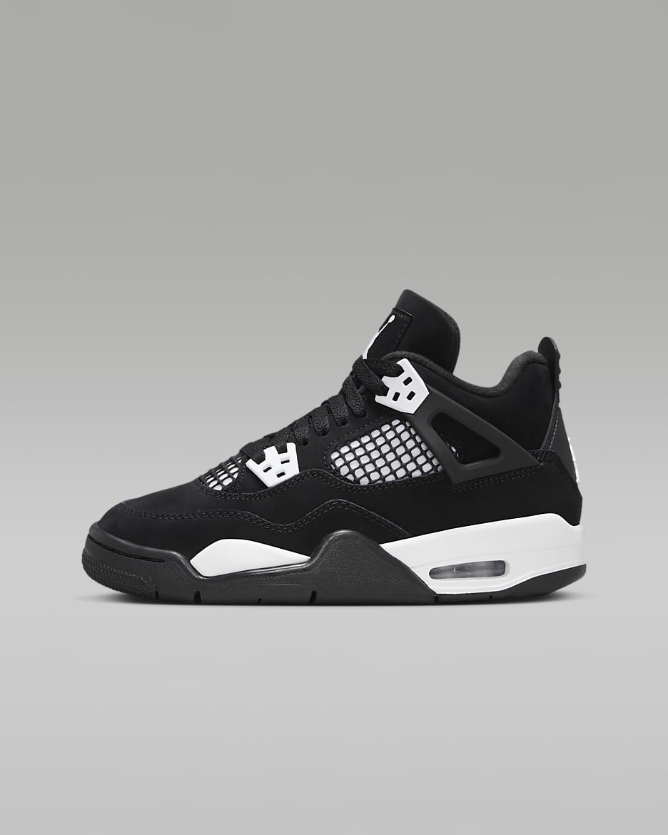 Air Jordan 4 Retro 'White Thunder' Older Kids' Shoes - Black/Black/White