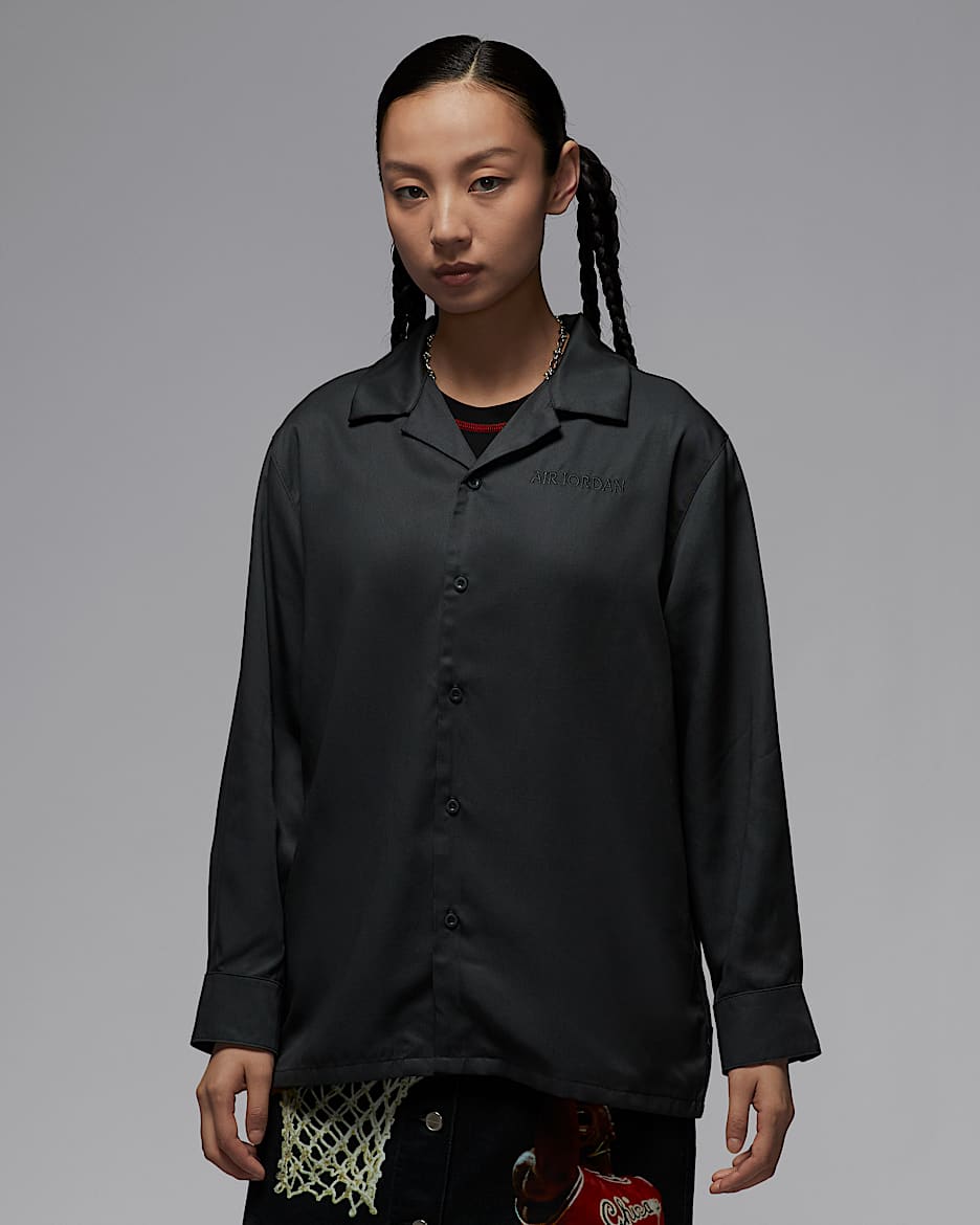 Air Jordan Women's Long-Sleeve Woven Top - Dark Smoke Grey