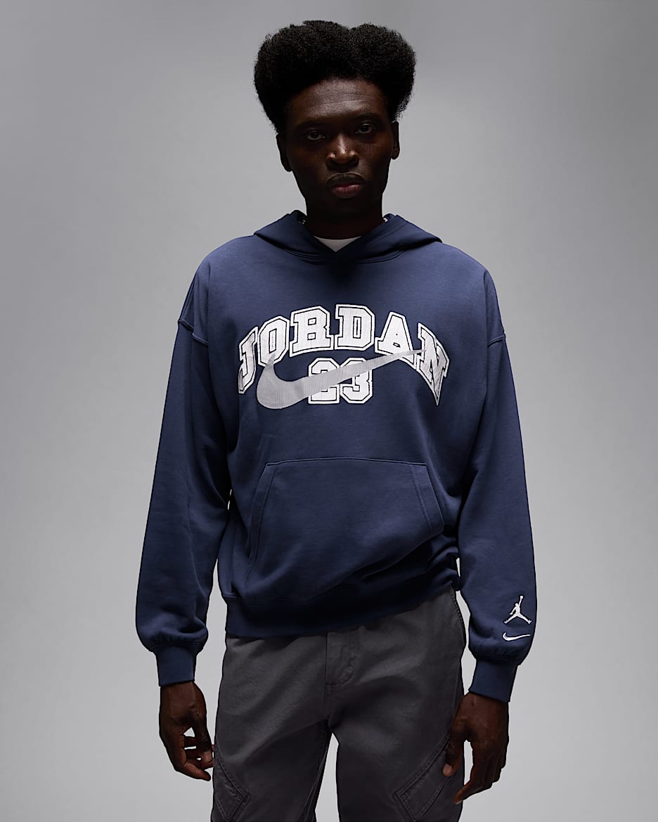 Jordan MVP Men's Oversized French Terry Pullover Hoodie - Midnight Navy/Light Smoke Grey