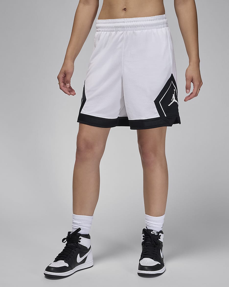 Jordan Sport Women's 10cm (approx.) Diamond Shorts - White/Black/Black/White