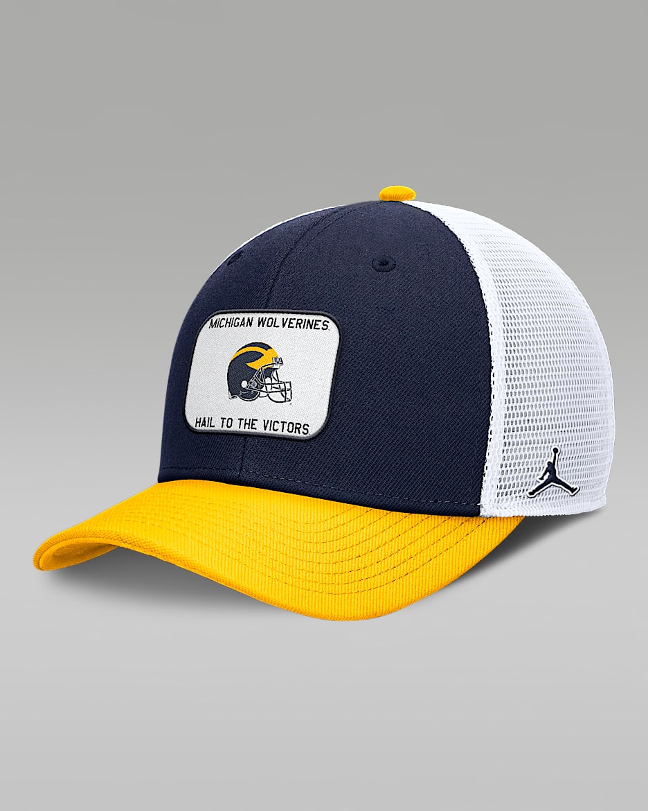 Gorra de rejilla universitaria marca Jordan ajustable para hombre Michigan Rise - Azul marino