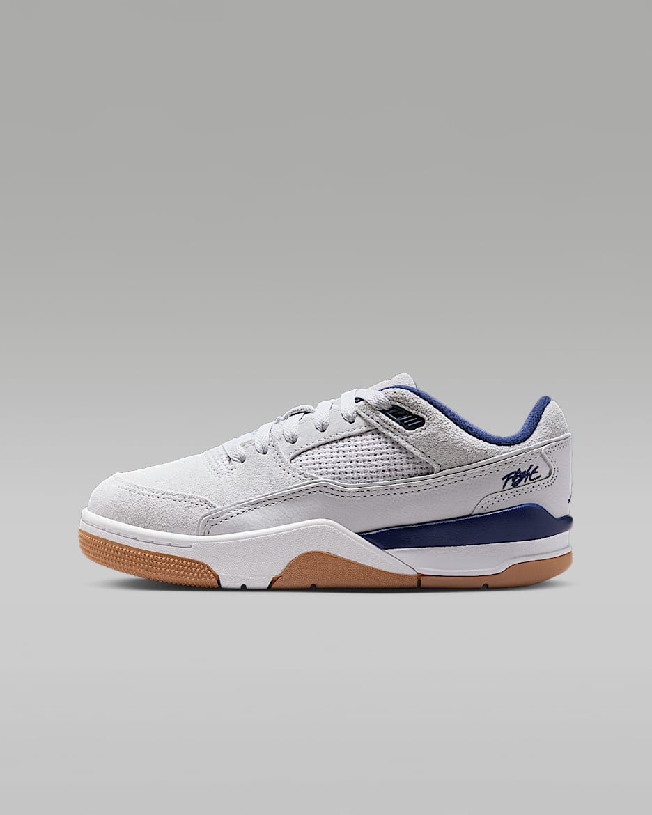 Jordan Flight Court Big Kids' Shoes - Neutral Grey/White/Gum Light Brown/Midnight Navy