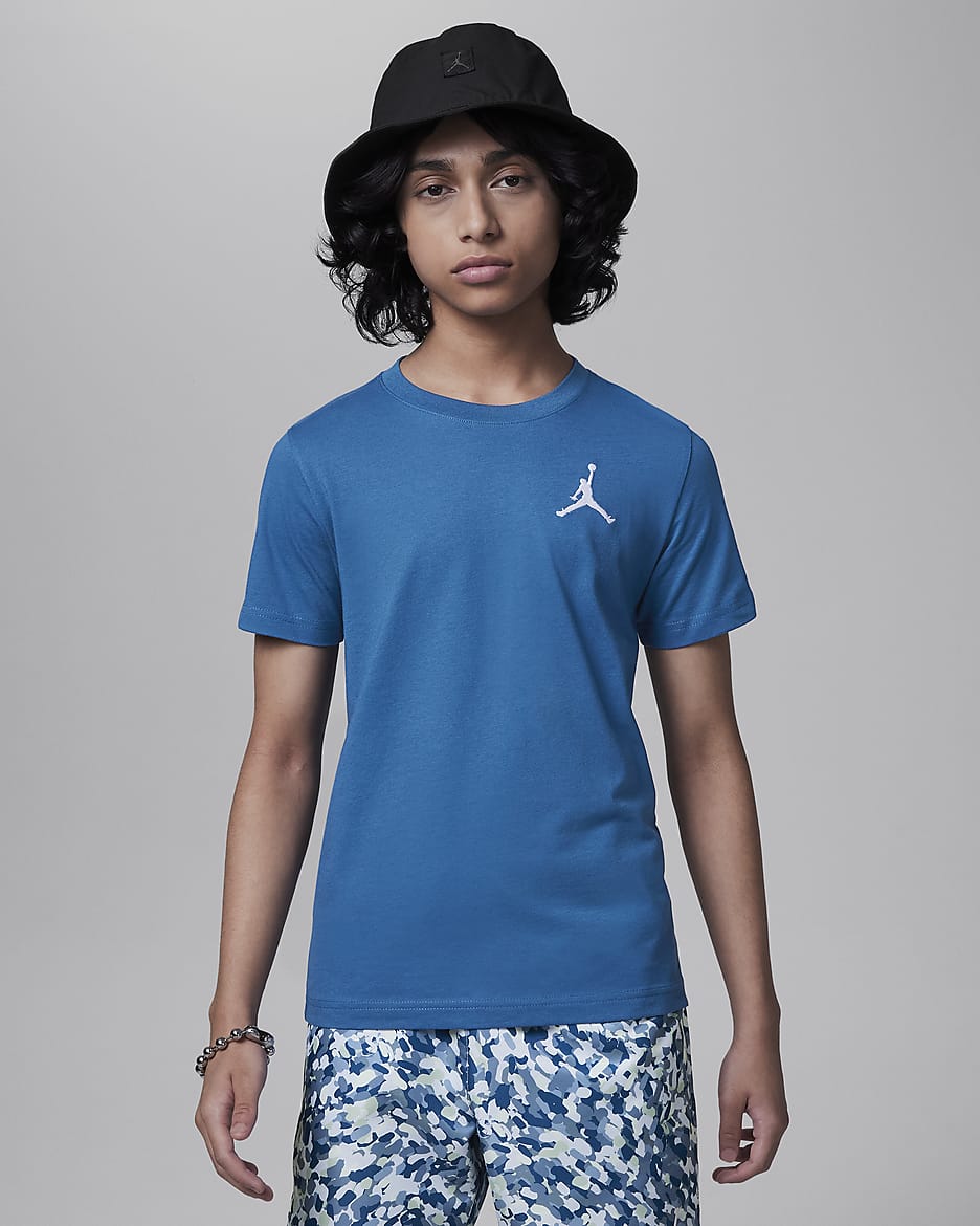 Jordan Jumpman Air Embroidered Tee Big Kids' T-Shirt - Industrial Blue