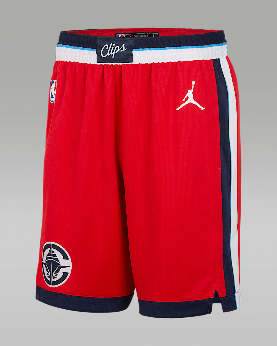 Shorts Jordan Dri-FIT de la NBA Swingman para hombre LA Clippers 2024/25 Statement Edition - Rojo universitario/Blanco