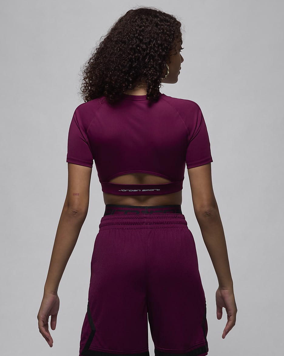 Jordan Sport Bodycon Performance-croptop til kvinder - Bordeaux/Rosewood